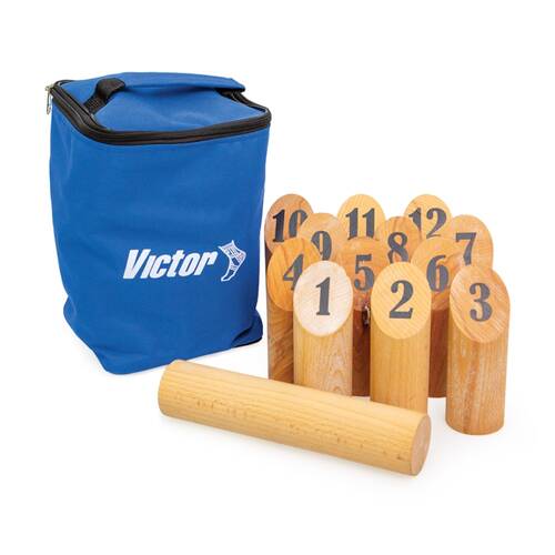 13pc Victor Sports Scatter Outdoor Game 12 Pins 1 Throw Stick Set Pine Wood