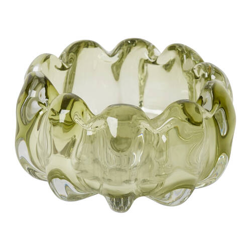 E Style Thandie Bowl Green Glass Wave-Like Form Green 20x20x10cm