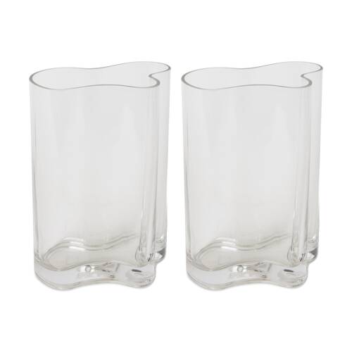 2PK E Style Paula Glass Vase Organic Modern Elegant Decor Clear 15x15x22cm