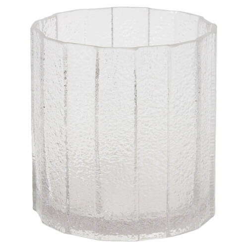 E Style Samara Glass Vase Textured Finish Decorative Vessel Clear 15x15x15cm