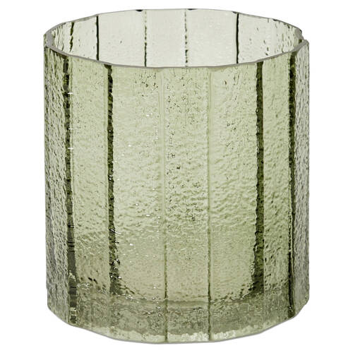 E Style Samara Glass Vase Textured Finish Decorative Vessel Green 15x15x15cm