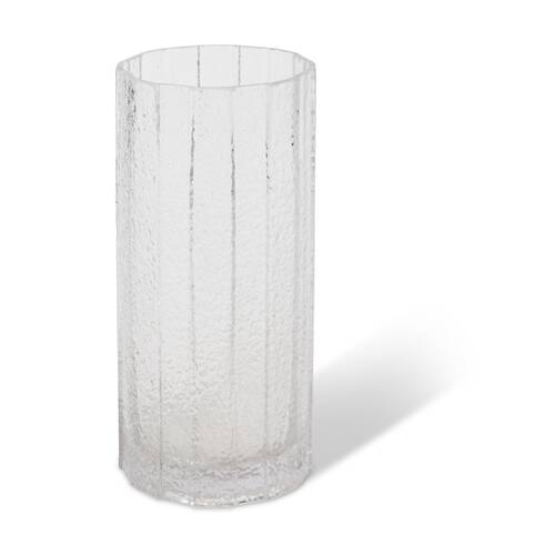 E Style Samara Tall Glass Vase Textured Finish Decor Vessel Clear 12x12x25cm