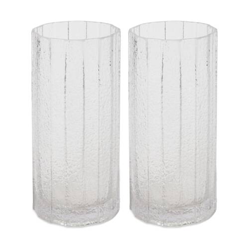 2PK E Style Samara Tall Glass Vase Textured Finish Decor Vessel Clear 12x12x25cm