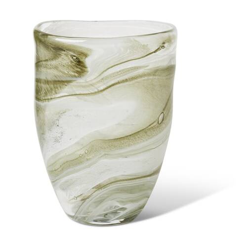 E Style Dalila Glass Vase Modern Textured Swirl Decor Green 18x12x24cm