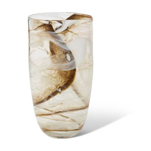 E Style Dalila Glass Vase Modern Textured Swirl Decor Brown 20x15x38cm