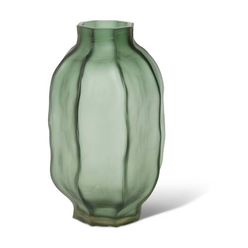E Style Rotimi Glass Vase Textured Elegant Decor Piece Green 25x25x45cm