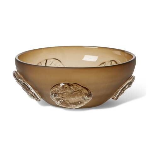E Style Rafiki Glass Bowl Organic Textured Home Decor Dish Brown 32x32x13cm