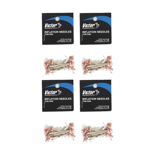 4x 10pc Victor Sports Inflating Needle Compatible With Hand Pumps Thin End