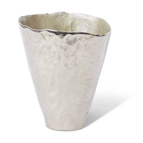 E Style Kahari Vase Aluminium Contemporary Decorative Vessel Nickel 23x18x28cm