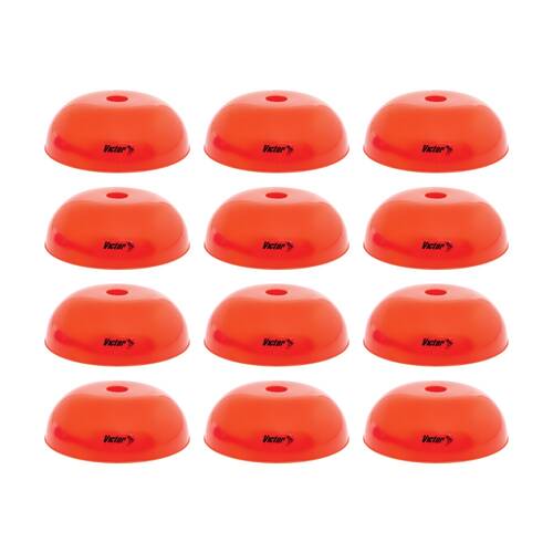 12PK Victor Sports Dome Marker Flexible Durable Athletic Training Red 19x8cm