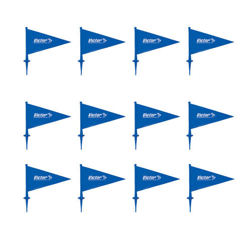 12PK Victor Sports Field Marker Flag PVC Tall Spike Base Blue 23cm