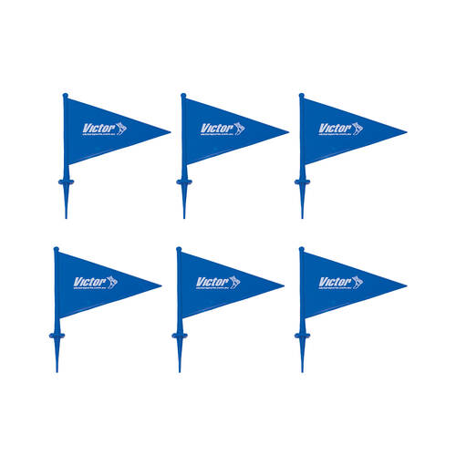 6PK Victor Sports Field Marker Flag PVC Tall Spike Base Blue 23cm