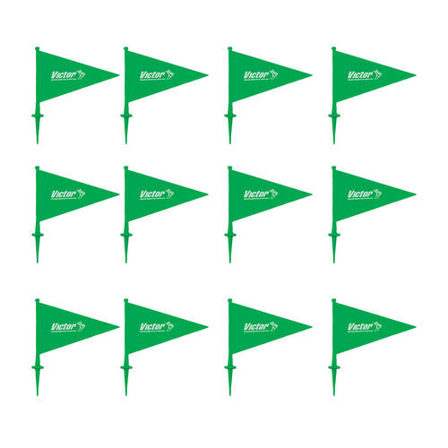 12PK Victor Sports Field Marker Flag PVC Tall Spike Base Green 23cm