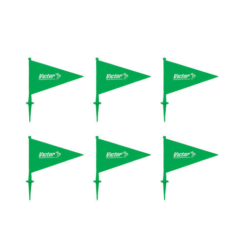 6PK Victor Sports Field Marker Flag PVC Tall Spike Base Green 23cm