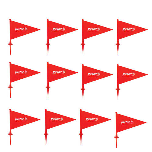 12PK Victor Sports Field Marker Flag PVC Plastic Spike Base Red 23cm