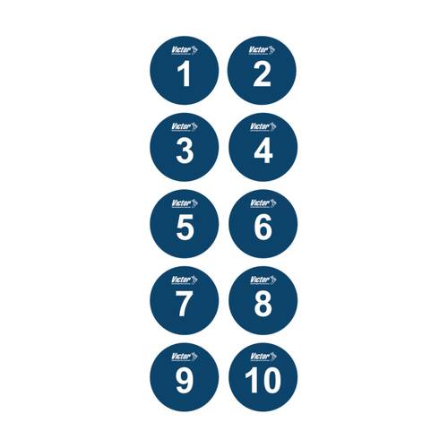 10pc Victor Sports Numbered 1-10 Floor Marker Disc Set Blue/White 24cm