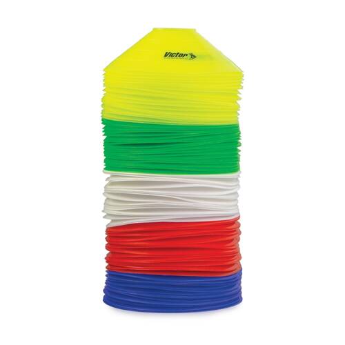 100pc Victor Sports Training Cones Soft Marker Set Multicolour W/ Stand
