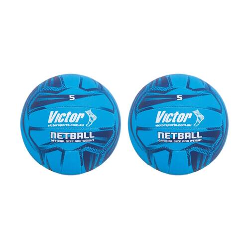 2PK Victor Sports Pro Netball Size 5 Synthetic Rubber Training Blue