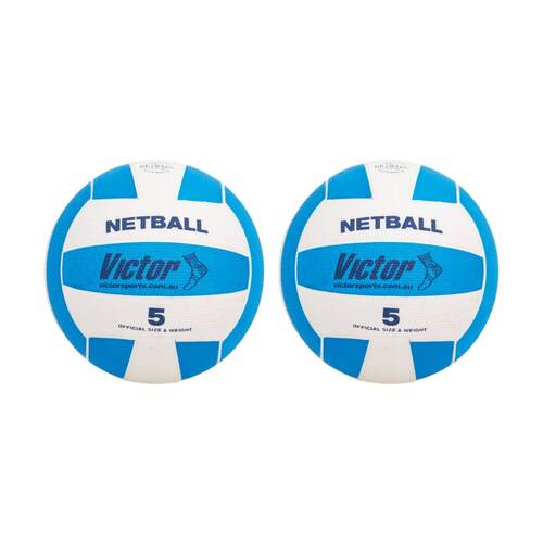 2PK Victor Sports Rubber Netball Size 5 Blue Durable Training Ball Outdoor