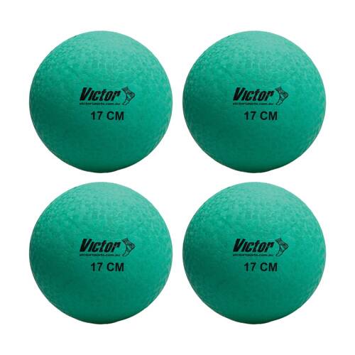 4PK Victor Sports Playball Rubber Durable Bounce Ball Active Play Green 17cm