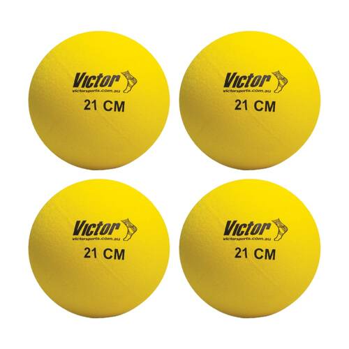 4PK Victor Sports Playball Rubber Durable Bounce Ball Active Play Yellow 21cm