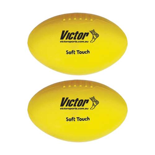 2PK Victor Sports Vinyl School Aussie Rules Football Soft Touch Light Yellow