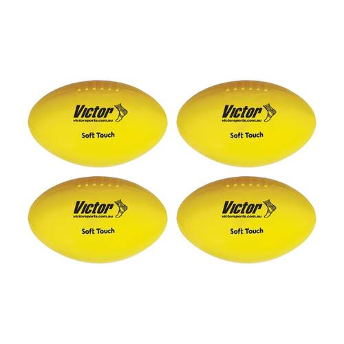 4PK Victor Sports Vinyl School Aussie Rules Football Soft Touch Light Yellow