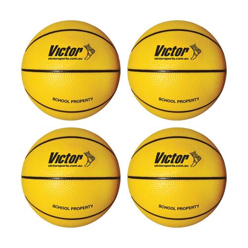 4PK Victor Sports Vinyl School Basketball Soft Touch Foam Lightweight Yellow