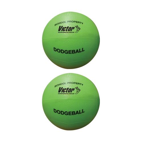 2PK Victor Sports Vinyl School Dodgeball Soft Touch Foam Lightweight Green