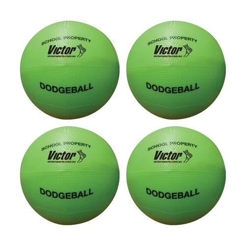 4PK Victor Sports Vinyl School Dodgeball Soft Touch Foam Lightweight Green