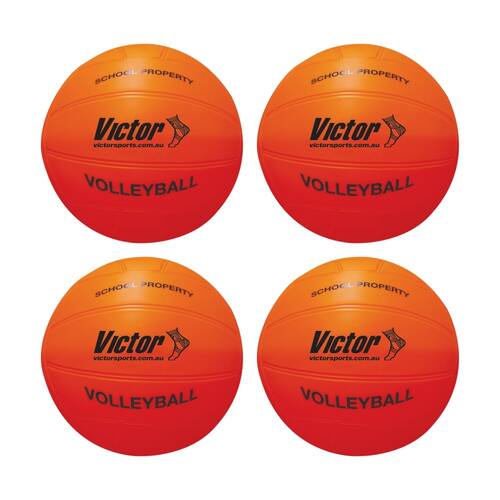 4PK Victor Sports Vinyl School Volleyball Soft Touch Lightweight Orange