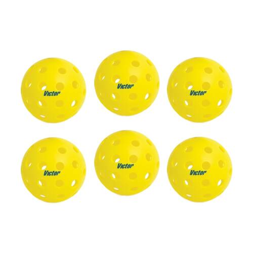 2x 3pc Victor Sports Pickleball Indoor 26 Holes Ball Set Yellow 7.2cm
