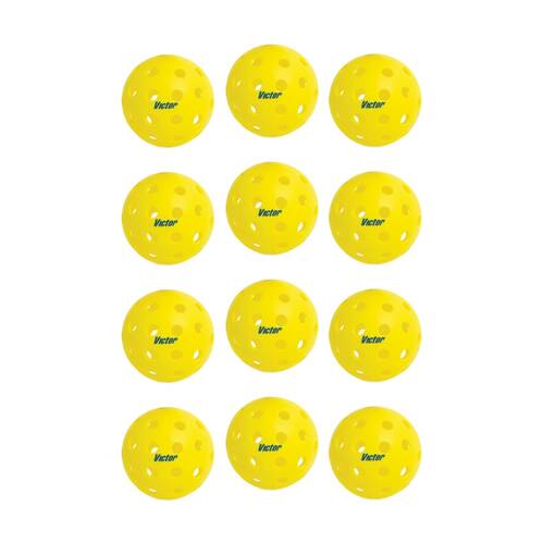 4x 3pc Victor Sports Pickleball Indoor 26 Holes Ball Set Yellow 7.2cm