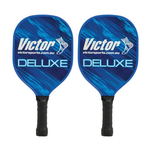 2PK Victor Sports Pickleball Paddle Wooden Deluxe 7-Ply High-Density Blue 40.2cm