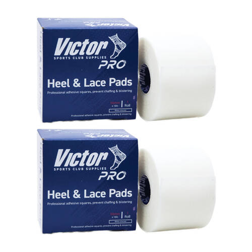 2PK Victor Sports Pro Heel & Lace Pre-Cut Adhesive Square Pads Roll Wh 5cmx10m