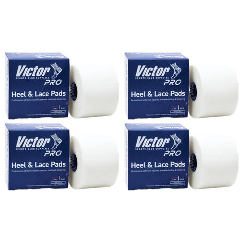 4PK Victor Sports Pro Heel & Lace Pre-Cut Adhesive Square Pads Roll Wh 5cmx10m