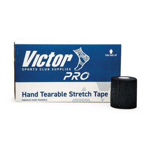 16pc Victor Sports Pro Hand Tearable Overwrap Support Tape Blk 75mmx6.9m