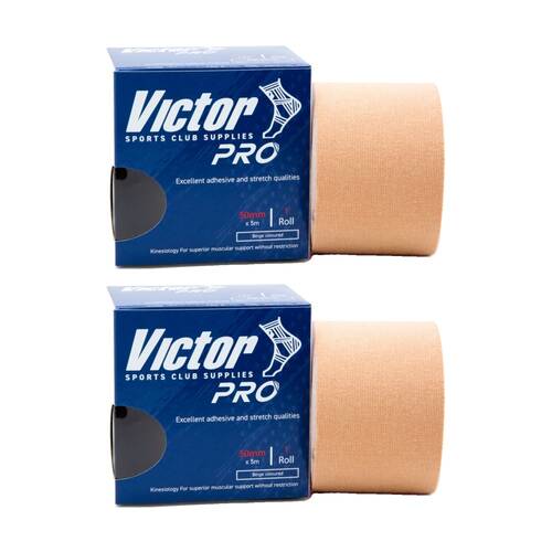 2PK Victor Sports Pro Adhesive Muscular Support K-Tape Beige 50mmx5m