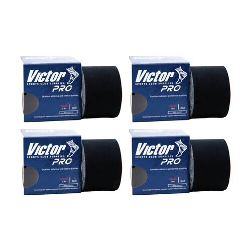 4PK Victor Sports Pro Adhesive Muscular Support K-Tape Black 50mmx5m