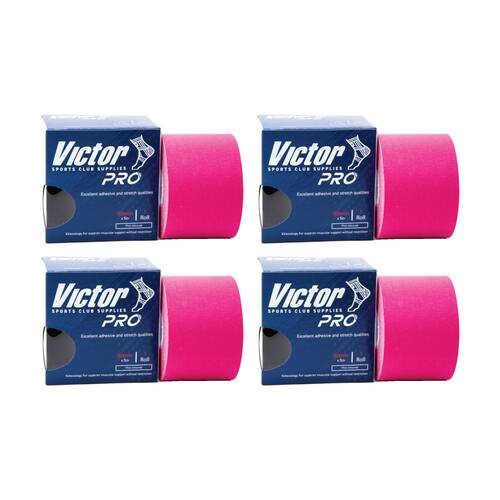 4PK Victor Sports Pro Adhesive Muscular Support K-Tape Pink 50mmx5m