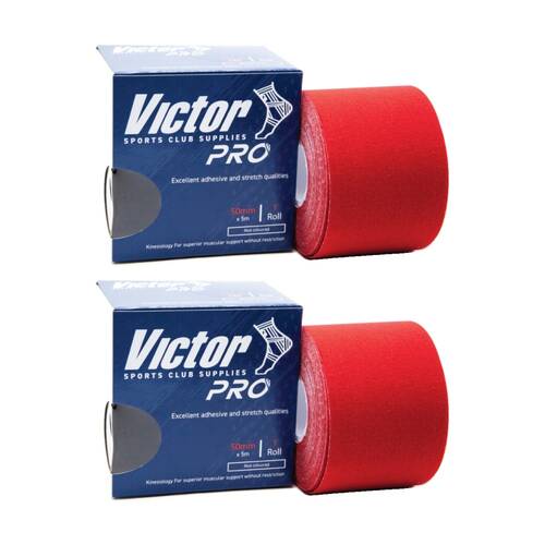 2PK Victor Sports Pro Adhesive Muscular Support K-Tape Red 50mmx5m