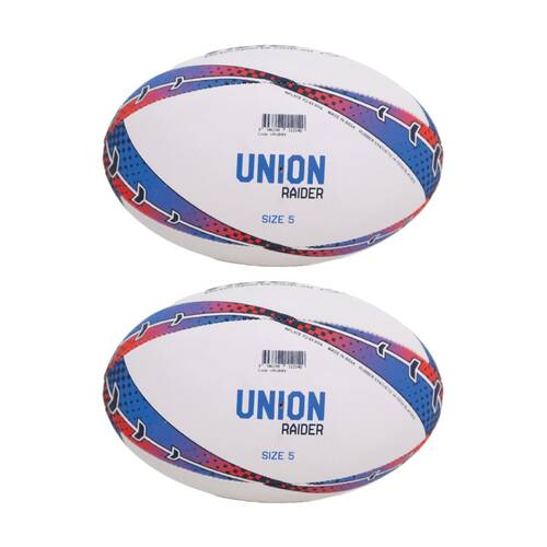 2PK Victor Sports Rugby Union Ball Raider Size 5 Training Durable Hand Stitched