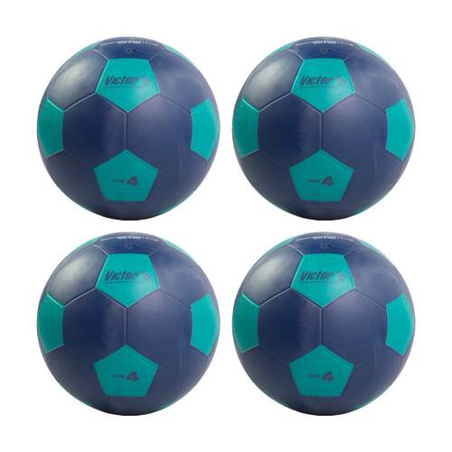 4PK Victor Sports Soccer Ball Rubber Size 4 Durable Training Navy Green