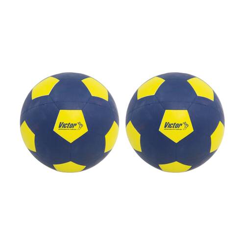 2PK Victor Sports Soccer Ball Rubber Size 5 Durable Training Navy Yellow