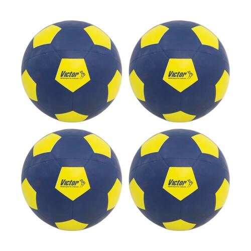 4PK Victor Sports Soccer Ball Rubber Size 5 Durable Training Navy Yellow