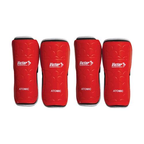 2PK Victor Sports Atomic Shin Guards Large Strong Durable Plastic Pair Assorted