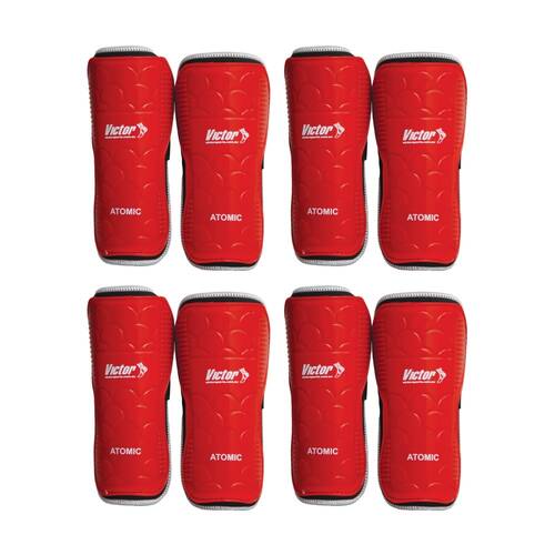 4PK Victor Sports Atomic Shin Guards Large Strong Durable Plastic Pair Assorted
