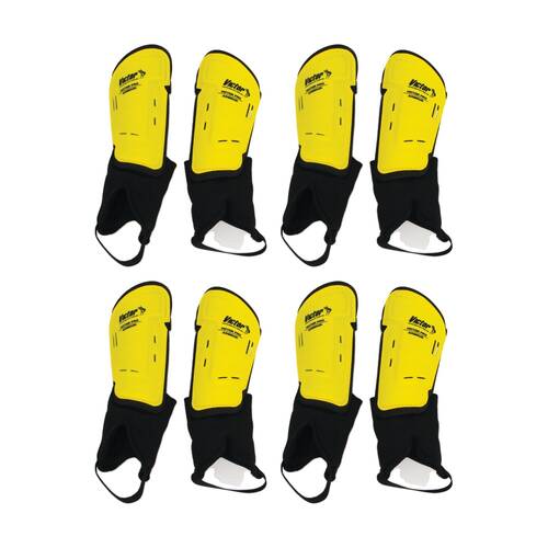 4PK Victor Sports Pro Armour Shin Guards Medium Ankle Protection Pair Assorted