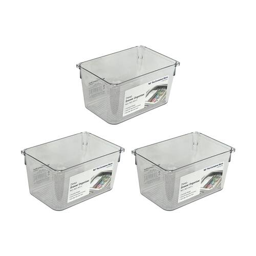 3PK The Container Store Deep Drawer Organiser Insert Clear 15.2x10.2x8.3cm