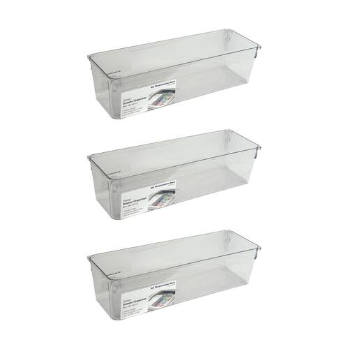 3PK The Container Store Deep Drawer Organiser Insert Clear 30.5x10.2x8.3cm